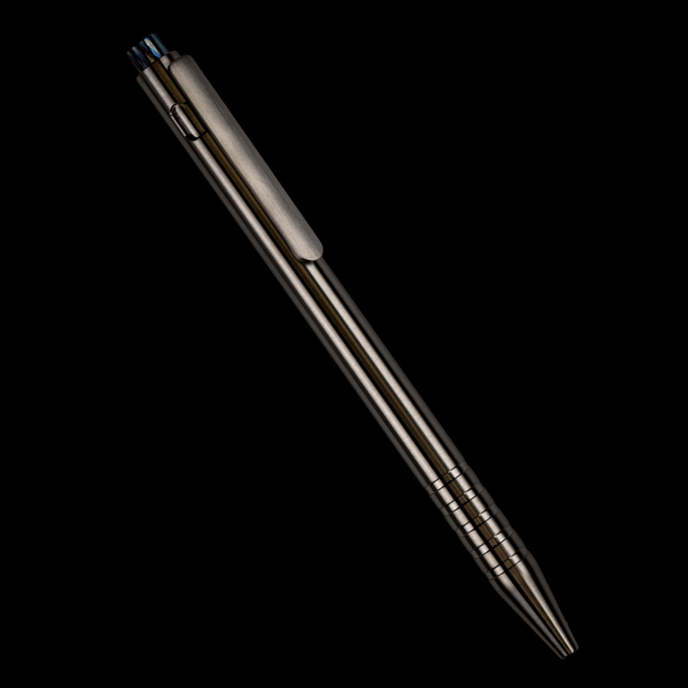 Adjustable Bolt Action Pen Titanium with Titanium Damascus Knock